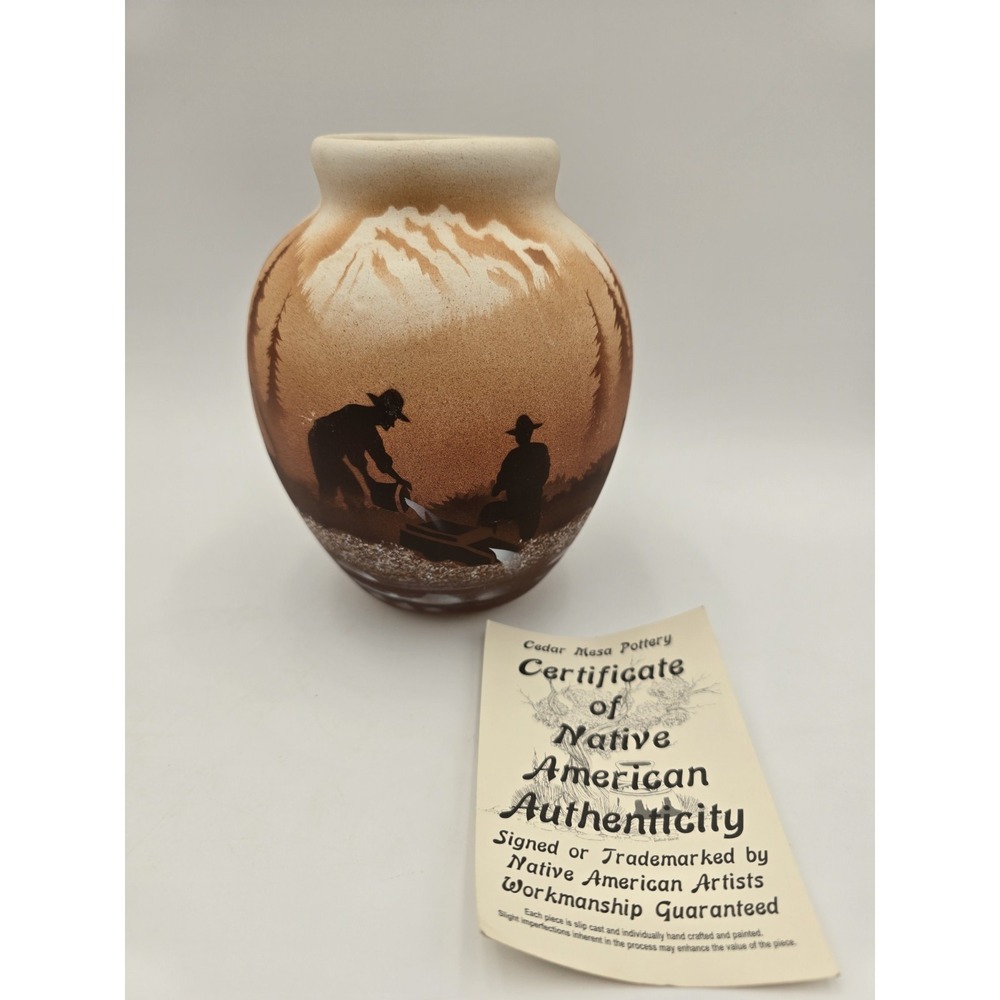 Cedar Mesa Pottery Vase signed Benally Dine Navajo artist Gold Country COA